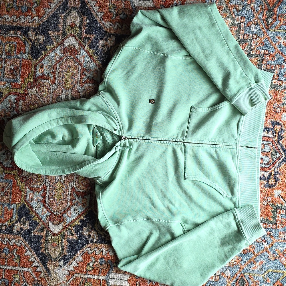 Teddy Fresh Mint Green Cropped Zip-Up Hoodie